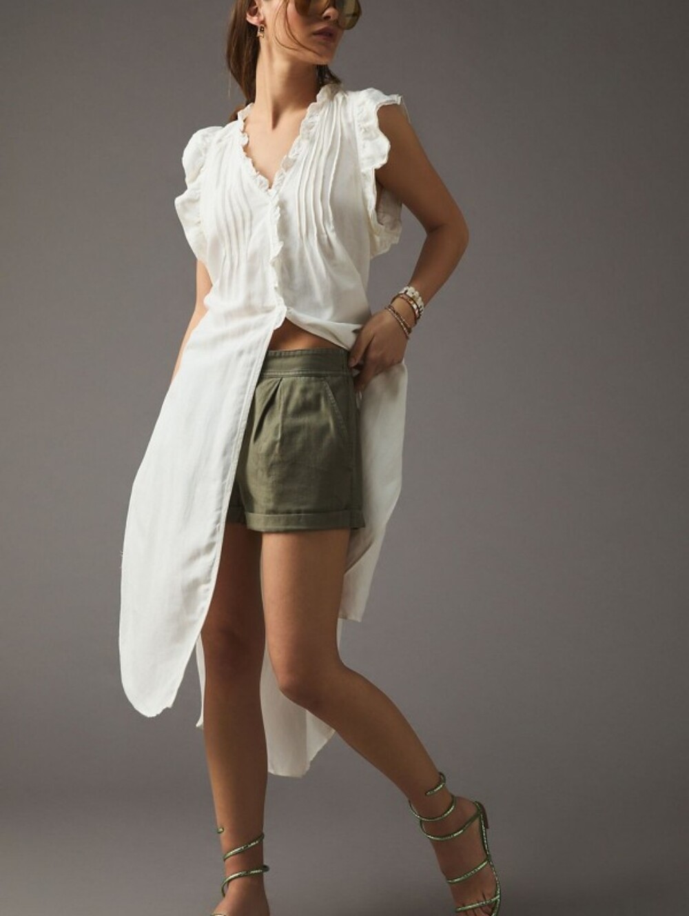 Anthropologie Long Ruffled Tunic Size Small